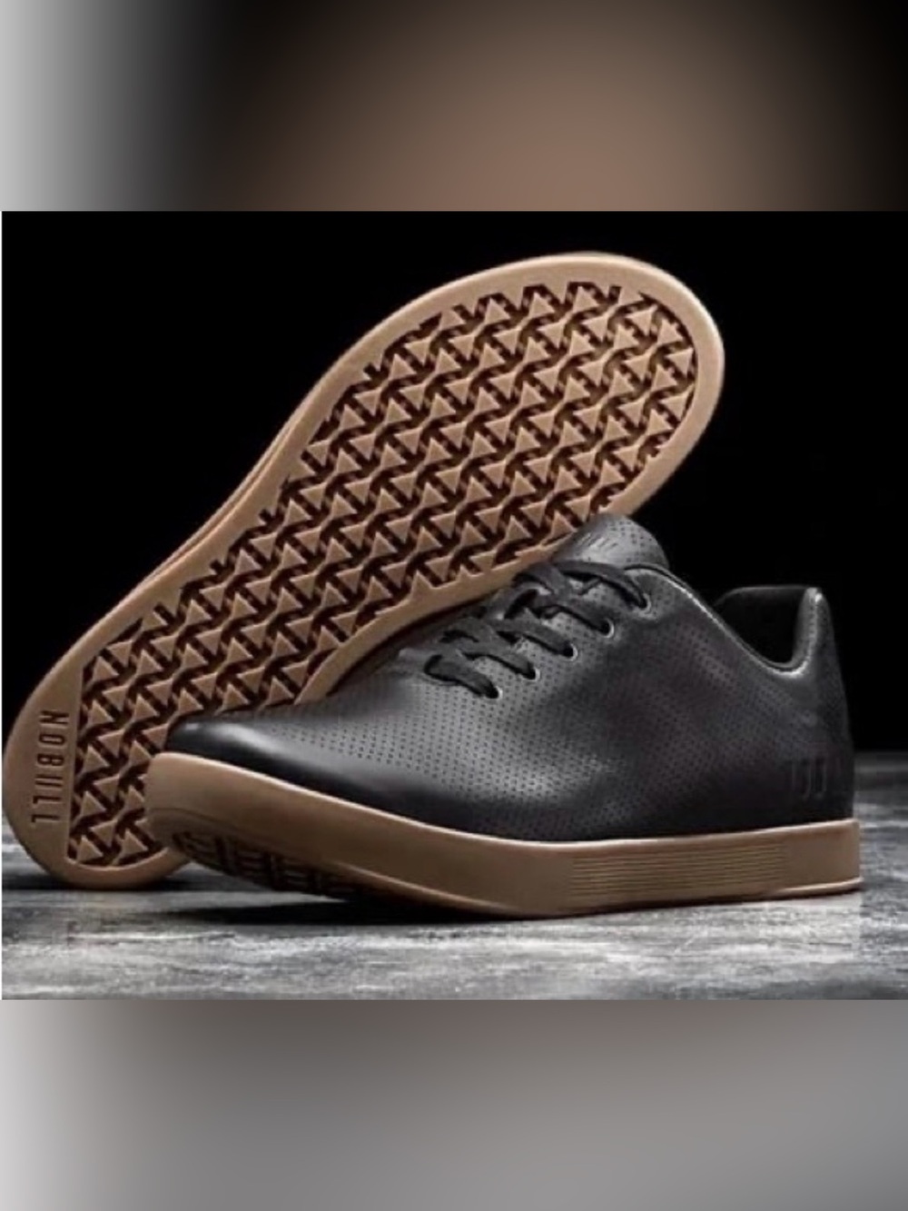 NOBULL Black Leather Trainers Gum Outsole size 8 W/M 6.5 minimal casual preppy